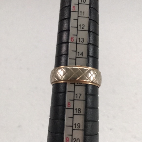 Vintage Checkered 10kt WG & YG Wedding Band - Picture 2 of 10
